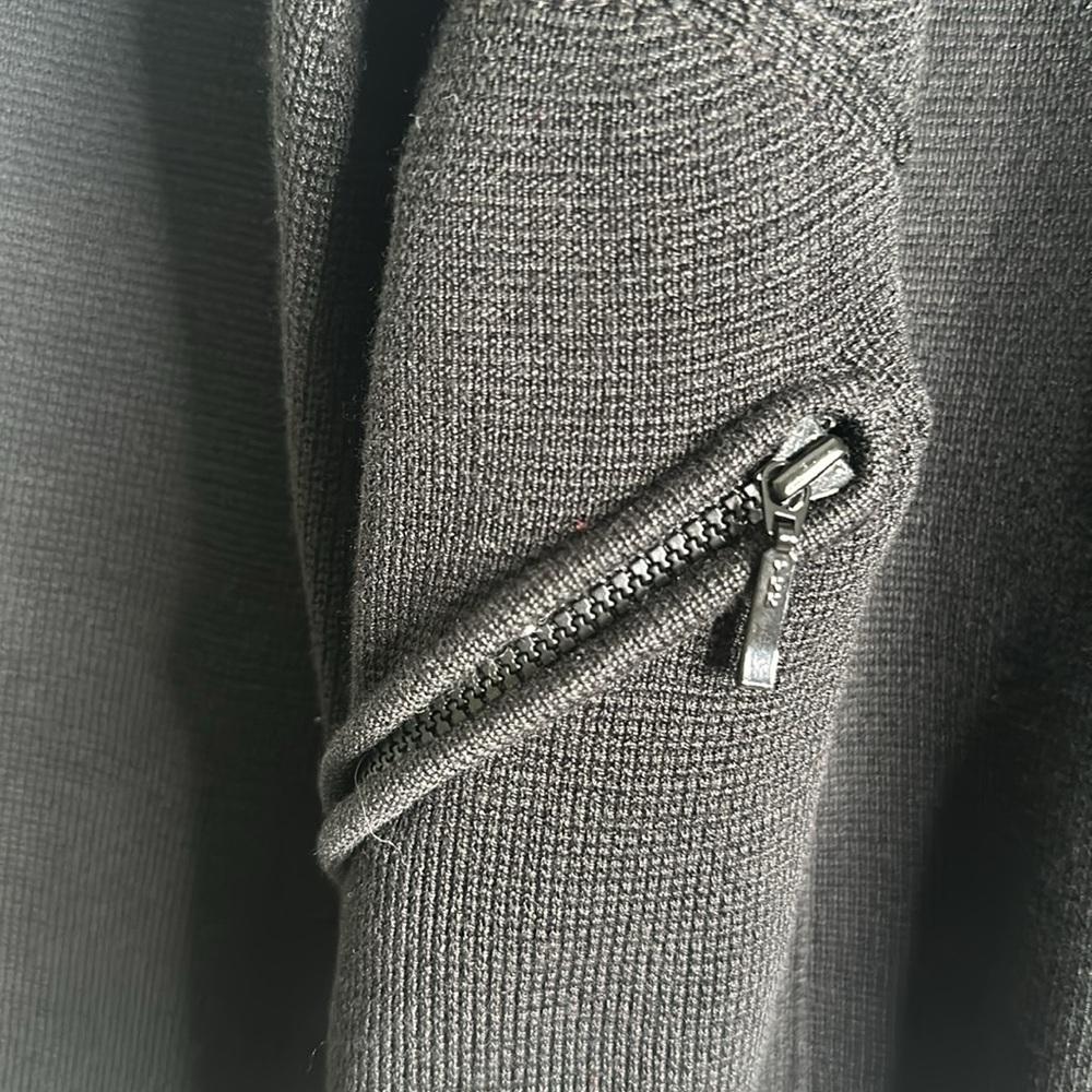 Eileen fisher slik cotton blend zip up knit jacket shirt  L black quilt luxury - Picture 5 of 10